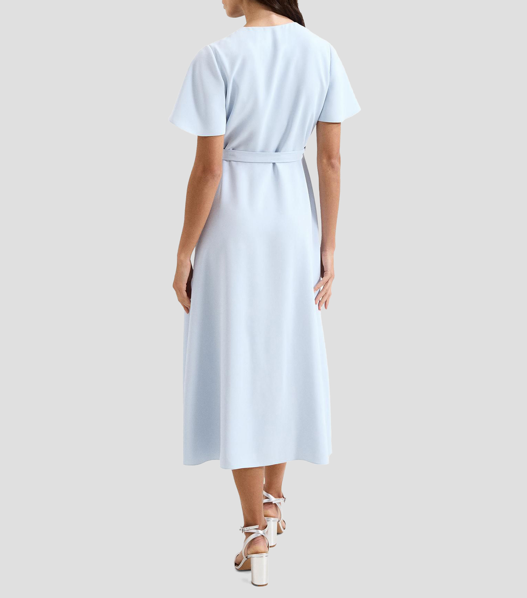 Vestido midi manga corta liso Mujer